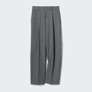 UNIQLO Wide-Fit Pleated Pants - Grey